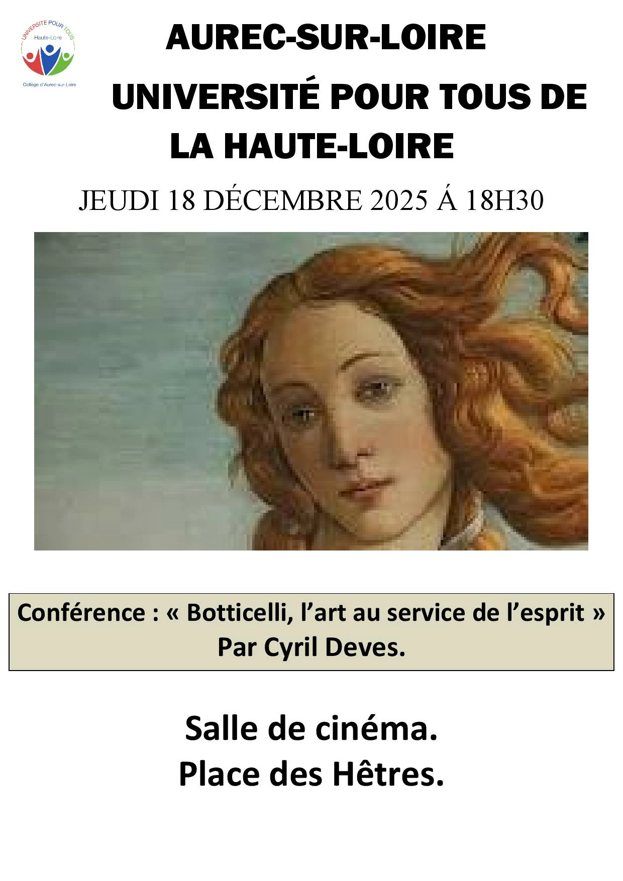 Conférence « Botticelli, l’art au service de l’esprit »